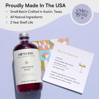 HipStirs Lavender Haze Syrup - Real Ingredients are in our Luxurious Lavender Syrup for Drinks - Using Natural Flavoring to keep your Cocktails Non-GMO, Gluten Free & Vegan (8 oz)