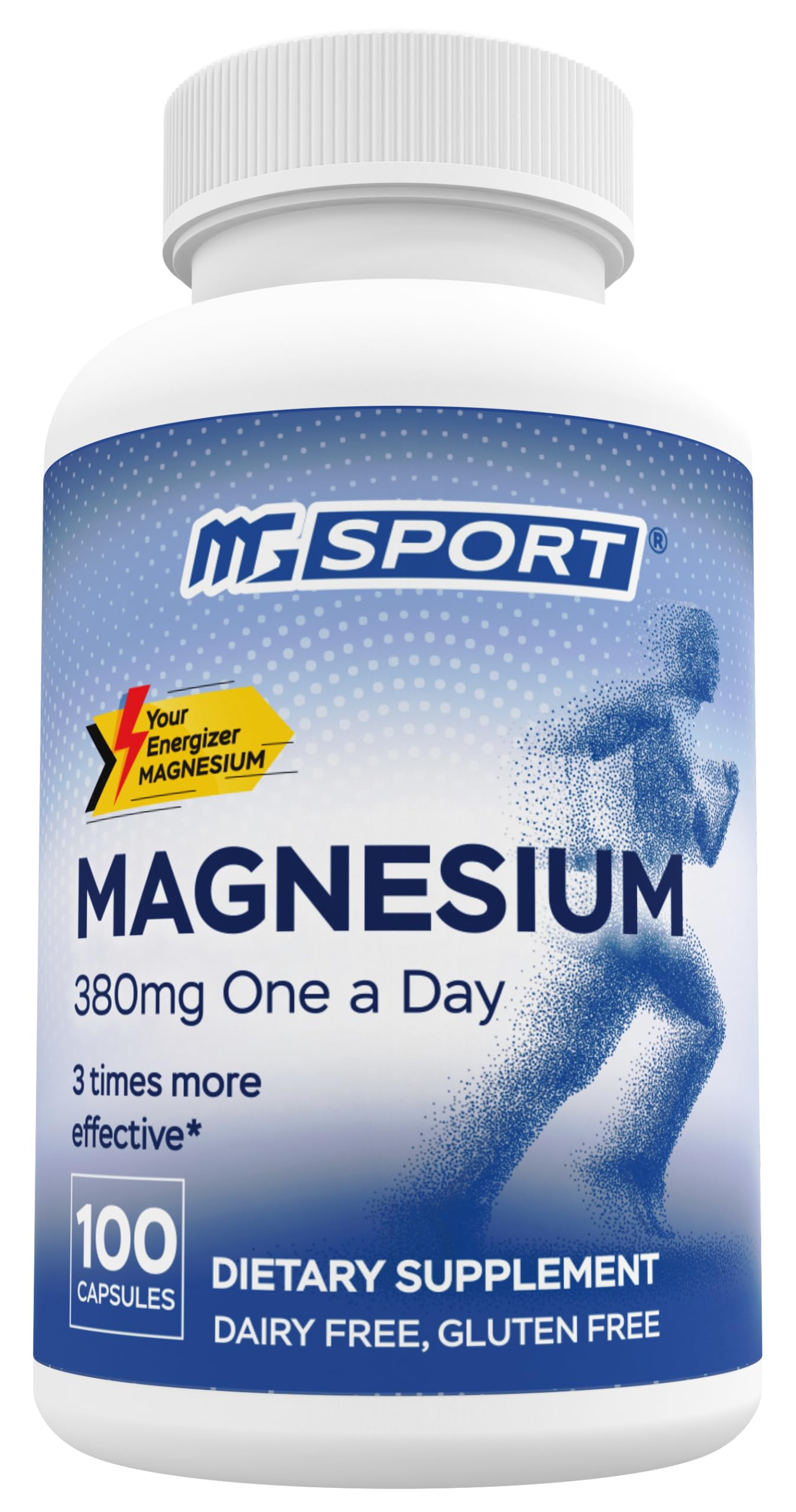 Magnesium Supplement Complex MGSPORT - High Absorption Supplement with Vitamins B6, D, E - Relieves Leg Cramps & Muscle Support - 100 Servings