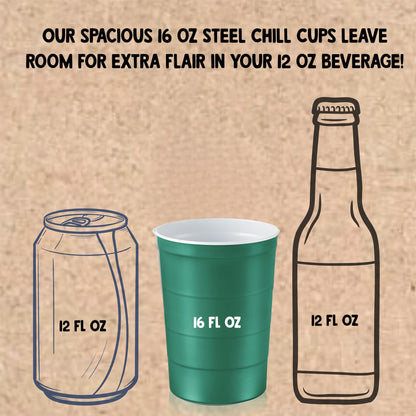 Steel Chill Cups 16 oz. Party Cups, Perfect for Cold Drinks, Sturdy & Durable, Disposable and 100% Recyclable, Made in USA