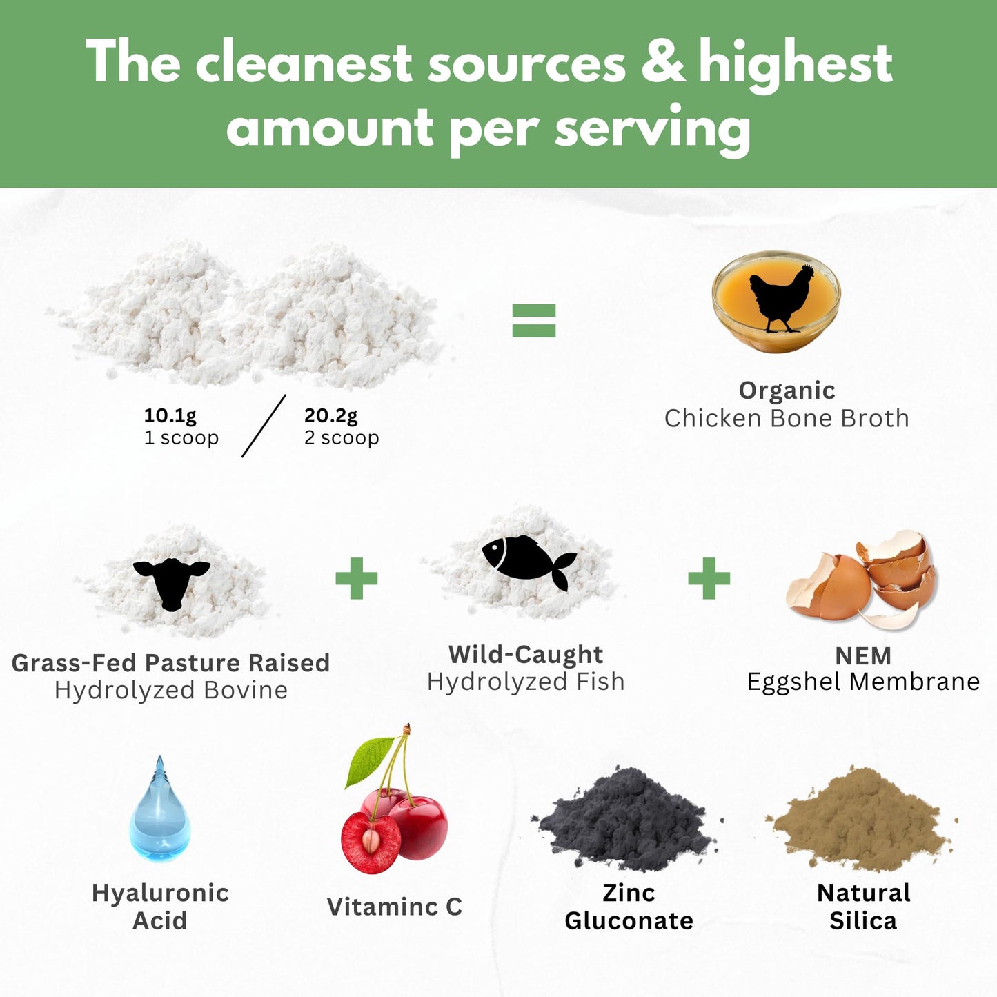 Collagen Peptides Powder with Vitamin C & Hyaluronic Acid - from Organic Cleanest Sources & Super High Absorption - Hydrolyzed Multi Type I, II, III, V, X - Skin Hair Supplement Made in USA