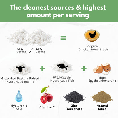Collagen Peptides Powder with Vitamin C & Hyaluronic Acid - from Organic Cleanest Sources & Super High Absorption - Hydrolyzed Multi Type I, II, III, V, X - Skin Hair Supplement Made in USA