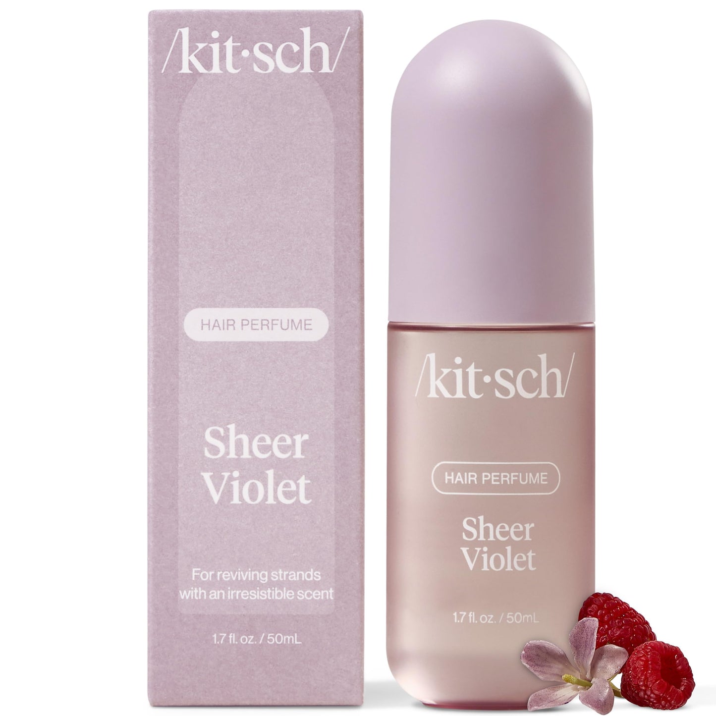 Kitsch Sheer Violet Hair Perfume for Women - Hair Spray & Body Mist - Clean, Deodorizing & Patented Odor-Eliminating Technology - Freshen Hair, Body & Pillows - Raspberry, Soft Musk Scent - 50ml