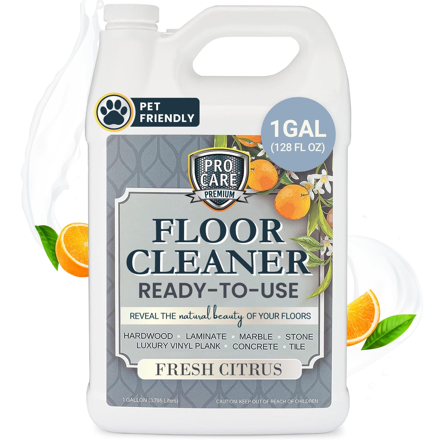Procare Citrus Floor Cleaner (Made in USA) | Tile, Stone, Laminate, Vinyl & Natural Wood Floor Cleaner for Mopping, Household Supplies, Cleaning Solution with Citrus Aroma