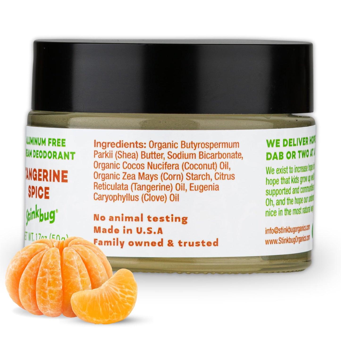 Natural Organic Deodorant Cream with Tangerine Spice Scent, Shea Butter and Coconut Oil, Aluminum Free Deodorant by Stinkbug Naturals, 1.7 Ounce