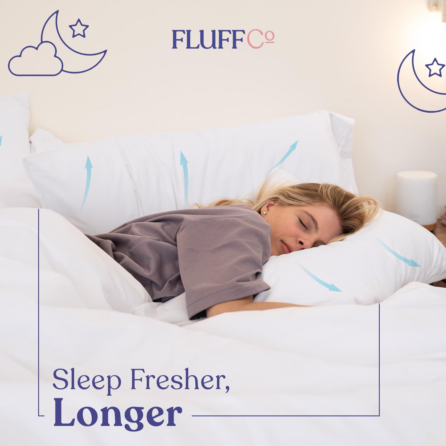 FluffCo Down Alternative Pillows King Size Set of 2 - King Bed Pillows for Sleeping - Made in USA - Cooling Surface and Machine Washable for Side, Back, and Stomach Sleepers