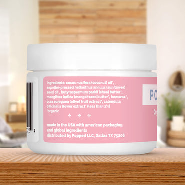 Popped Organic Nipple Butter | Made in the USA | Moisturizing Nipple Cream for Sore, Dry, and Cracked Nipples | Postpartum Essential Balm for Breastfeeding, Nursing (2 fl oz)