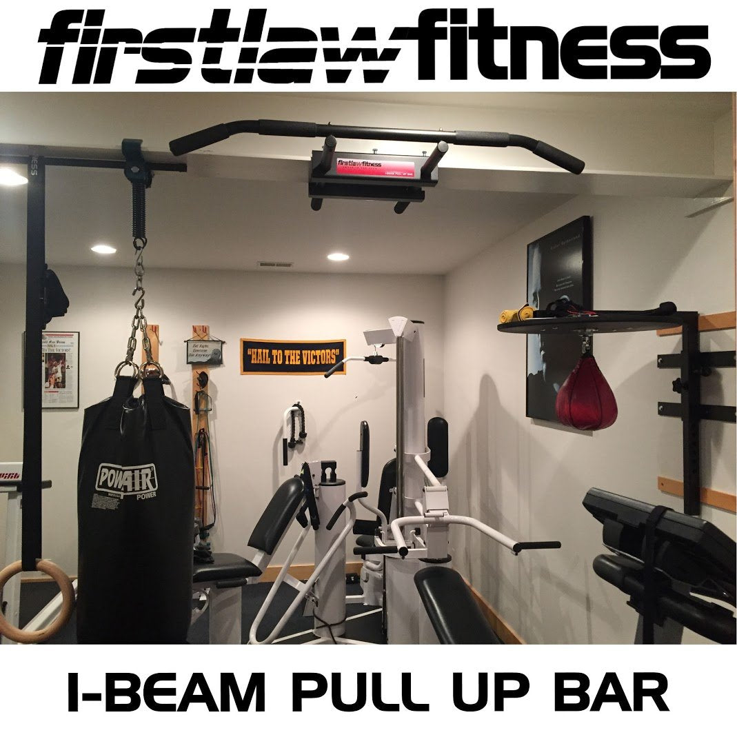 Firstlaw Fitness - 600 LBS Weight Limit - I-Beam Pull Up Bar - Long Bar with Bent Ends - Durable Rubber Grips - Red Label - Made in the USA!