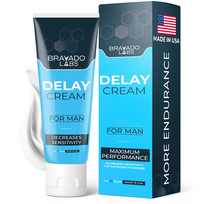 Bravado Labs Delay Cream for Men – Stay Hard and Last Longer in Bed - Retardantes para Caballeros – Long Lasting Personal Gel – Gentle Formula – Discreet - Fast-Absorbing Cream - Made in USA - 1oz