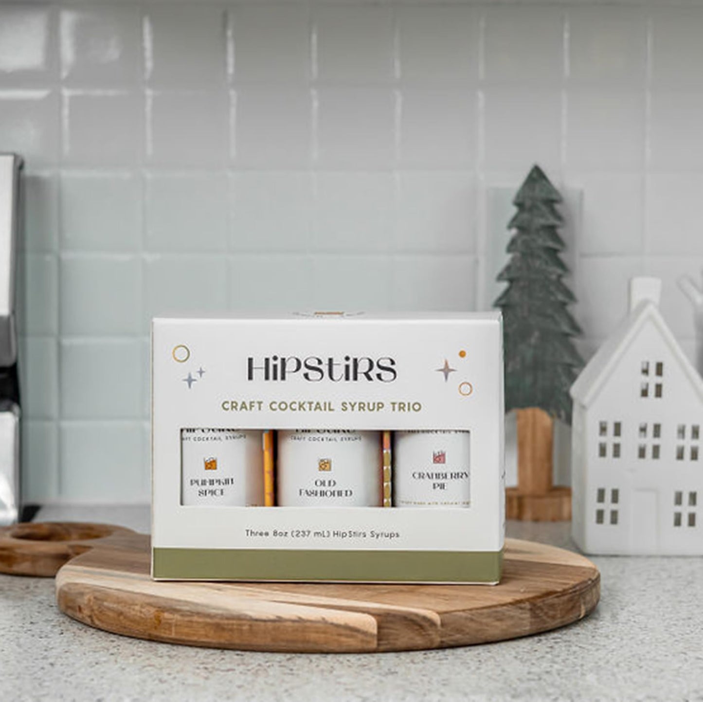 HipStirs Holiday Trio Pack - Our Cocktail Mixers Variety Pack Contains our Delicious Pumpkin Spice Syrup, Classic Cranberry Pie Syrup & Timeless Old Fashioned Drink Mix (8 Fl Oz)