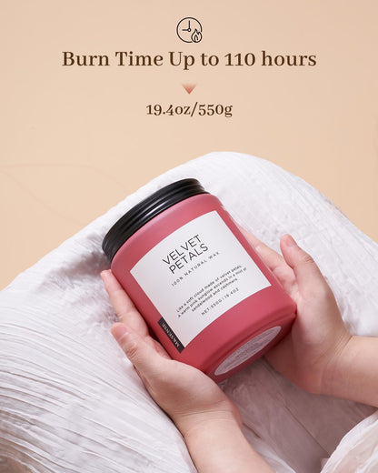 M&SENSE Velvet Petals Large Soy Candles for Home Scented, Organic Natural Soy Wax 19.4oz 110 Hour Long Lasting, Luxury Floral Scented Candle Gifts for Women