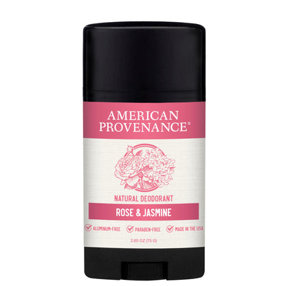 American Provenance Aluminum Free Natural Deodorant For Women and Men - Rose and Jasmine - 24 Hour Odor Protection Cruelty Free - Made in the USA (1 pack)