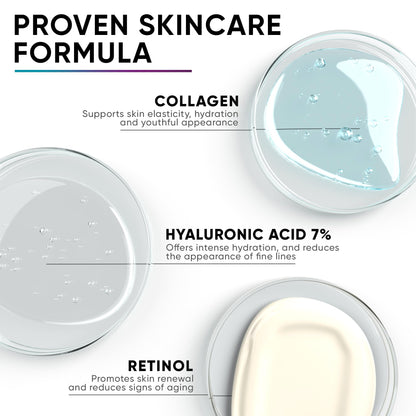 Face Moisturizer Bundle with Collagen, Retinol, Hyaluronic Acid, Niacinamide (Save 20%), Made in USA, Day & Night, for Women, Anti Wrinkle Cream for Face, Neck & Décolleté - 2x1.7oz+Travel Size 1.0oz