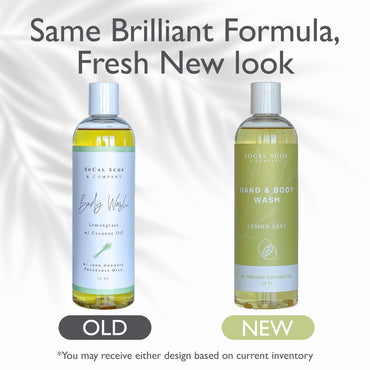 SoCal Suds & Company - 12oz Organic Soap Liquid, Gentle Hand & Body Wash, Organic Body Wash for Men and Women, Made w/Organic Oils & Coconut Oil, Bath Essentials for All Skin Types - Lemon Zest