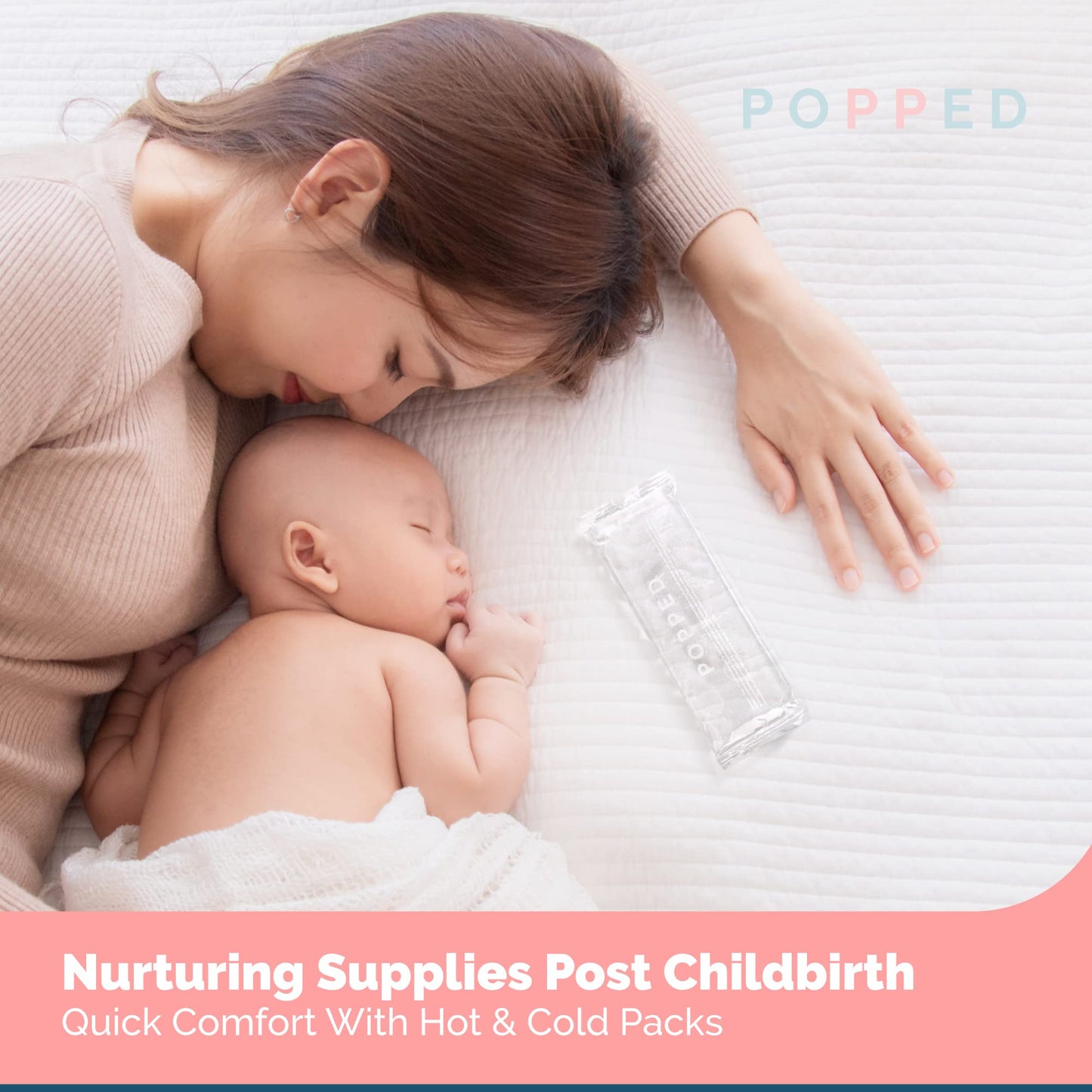 Popped Reusable Hot and Cold Packs | Made in The USA | Perineal Ice Packs, Cooling Pads for Postpartum Essentials | Gel Pack for Pain Relief, Hemorrhoids, and Cramping After Birth (2 Count)