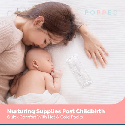 Popped Reusable Hot and Cold Packs | Made in The USA | Perineal Ice Packs, Cooling Pads for Postpartum Essentials | Gel Pack for Pain Relief, Hemorrhoids, and Cramping After Birth (2 Count)