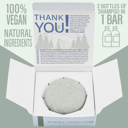 Luxiny Tea Tree Mint Shampoo and Conditioner Bar Set - 1 Sulfate Free Shampoo Bar (60g), 1 Deep Conditioner Bar (50g) for All Hair Types, Made in USA