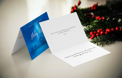 JBH Creations Silent Night Religious Christmas Card with Scripture - Pack of 24