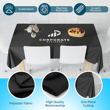 Personalized Tablecloth for Events - Ships Next Day, Made in USA - Birthdays, Weddings, or Tradeshow Events, Machine Washable Polyester Fabric, Available in 4 Sizes, Custom Tablecloth (54"x96")