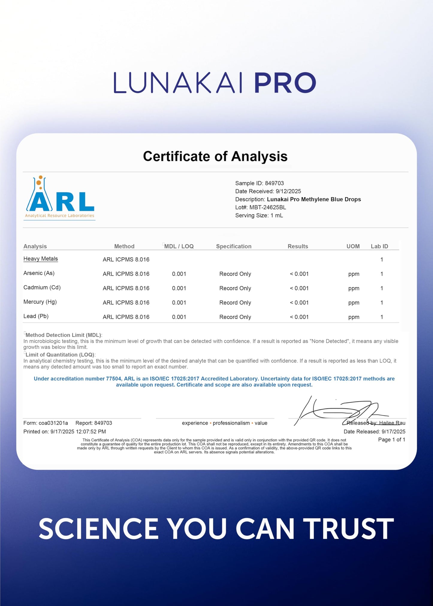 Lunakai PRO USA Made Methylene Blue Pharmaceutical Grade – 99.99% Pure USP Grade 1% Methylene Blue Drops for Humans – Cognitive & Focus Support Supplement