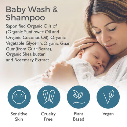 SoCal Suds & Company Baby Body Wash & Shampoo - Shea Moisture for Sensitive Skin - Fragrance Free Hair & Body Soap - Gentle Bath Products for Toddlers & Babies - 1 Pack Fragrance Free 12oz Bottles