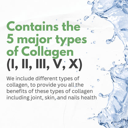 Collagen Peptides Powder with Vitamin C & Hyaluronic Acid - Organic Cleanest Sources & Super High Absorption - Hydrolyzed Multi Type I, II, III, V, X - Skin Hair Supplement (capsules)
