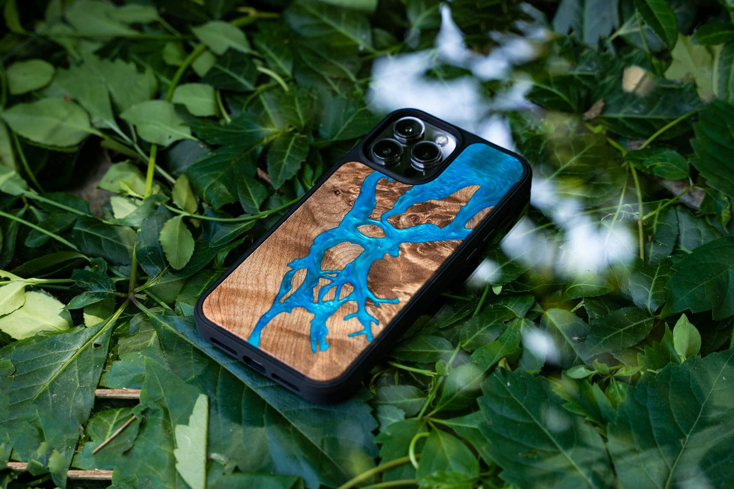 Carved - Designed for iPhone 14 | Burl Wood & Resin Traveler Case | MagSafe Compatible Magnet | One-of-A-Kind Inlay | Made in USA | Map of Amazon River