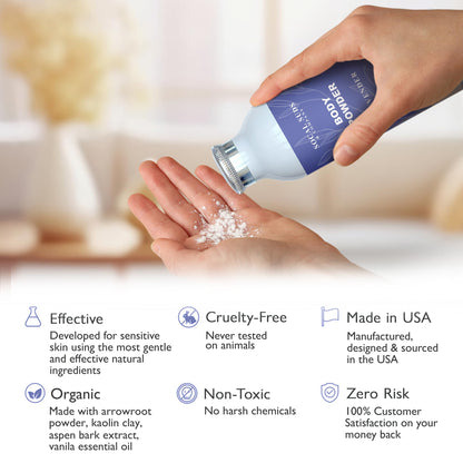 SoCal Suds & Company - Natural Body Powder Talc-Free with Arrowroot Powder, Kaolin, Aspen Bark Extract for Soft Soothing Delicate Skin - Lavender 4oz, 1-Pack
