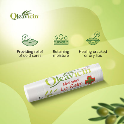 Natural Lip Balm by Oleavicin | Dry Lip Relief | Patented Moisturizing Formula for Chapped Lips | Organic Olive Leaf Extract
