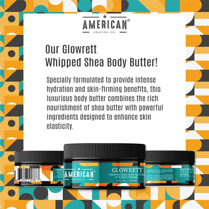 WilderFlow Whipped Shea Body Butter 8 Oz, Made in USA, Gentle Formula, Quality Potent Ingredients, Non-GMO, GMP Certified, Cruelty-Free Products (8 oz, Glowrett)
