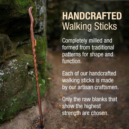 Brazos Trekking Pole Hiking Stick for Men and Women Handcrafted of Lightweight Wood and made in the USA, Brown Oak, 58 Inches