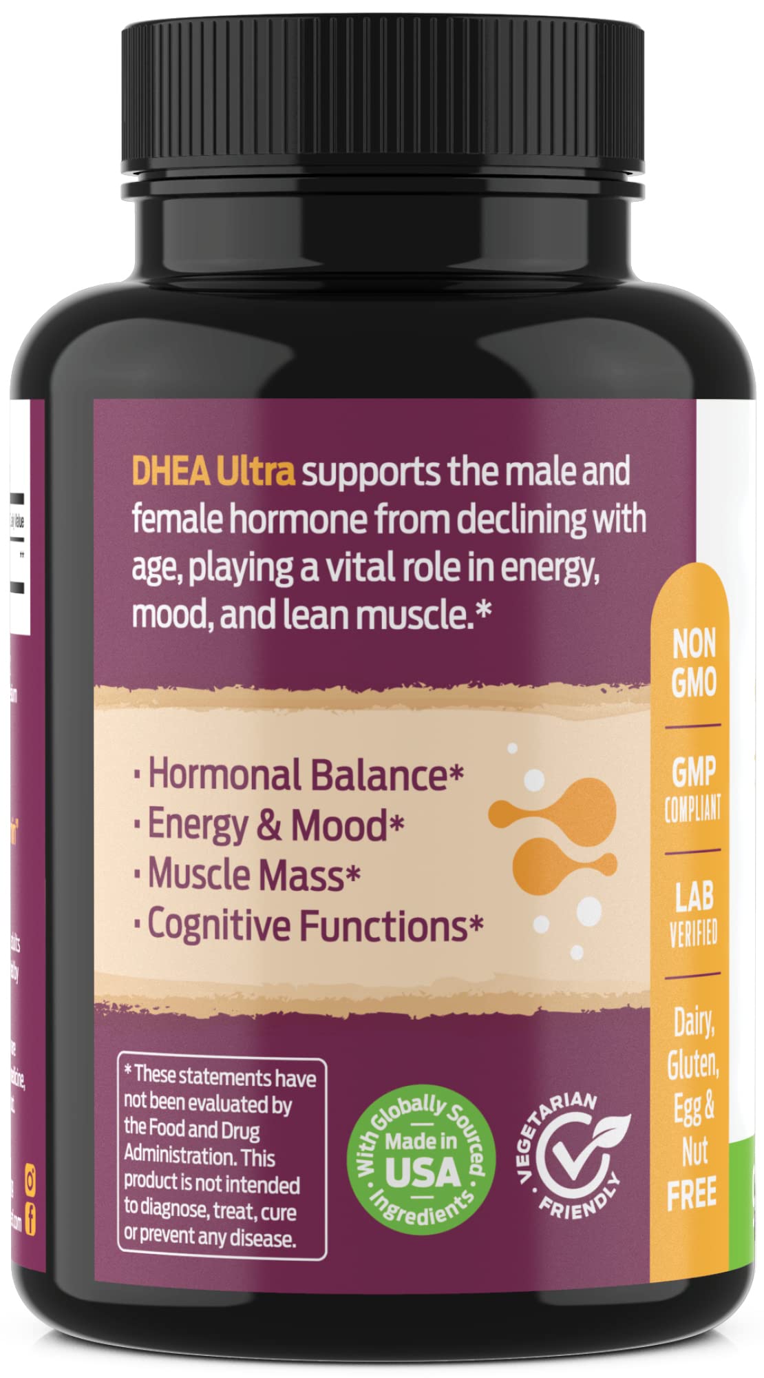 DHEA 100mg | DHEA Supplement for Women | DHEA Supplement for Men | Pure High Strength Micronized Dehydroepiandrosterone | Supports Energy, Hormone Balance, Anti-Aging, Mood | 90 Caps (3-Month Supply)