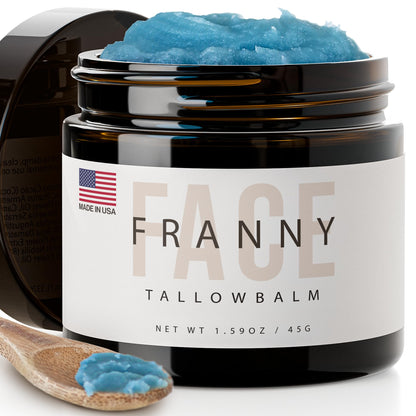 Franny Face Beef Tallow For Skin Care - Grass Fed Beef Tallow Balm With Blue Tansy - Face Moisturizer To Help Revitalize and Nourish Skin - All Natural Essential Oils - 2oz jar