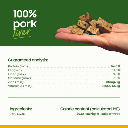 smallbatch Freeze Dried Dog Treats, Pork Liver Treats for Dogs & Cats, High Protein, Single Ingredient Dog Treat for Training or Food Topper, Natural, Humanely Sourced Meat, Made in The USA, 3 oz