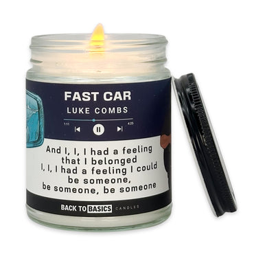 Back to Basics Candles | Fast Car - 9oz Soy Wax Fir Balsam Scented Candle for Home Decor, Birthday Gifts for Women, Men, Best Friend | Relaxing Aromatherapy Made in USA
