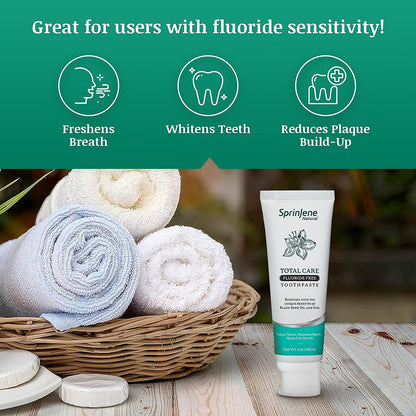 SprinJene Natural Total Care Fluoride Free Toothpaste – Patented Formula with Black Seed Oil & Zinc – Dry Mouth Toothpaste for Fresh Breath & Strong Teeth – Made in The USA (1 Pack)