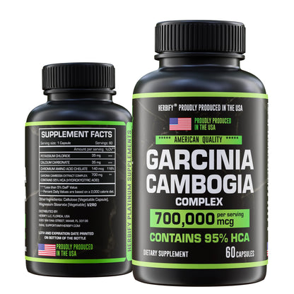 HERBIFY Garcinia Cambogia Wellness Support Supplement for Women & Men - Herbal Extract with Antioxidant Properties - Energy Booster for Daily Vitality and Digestive Support - 60 Count