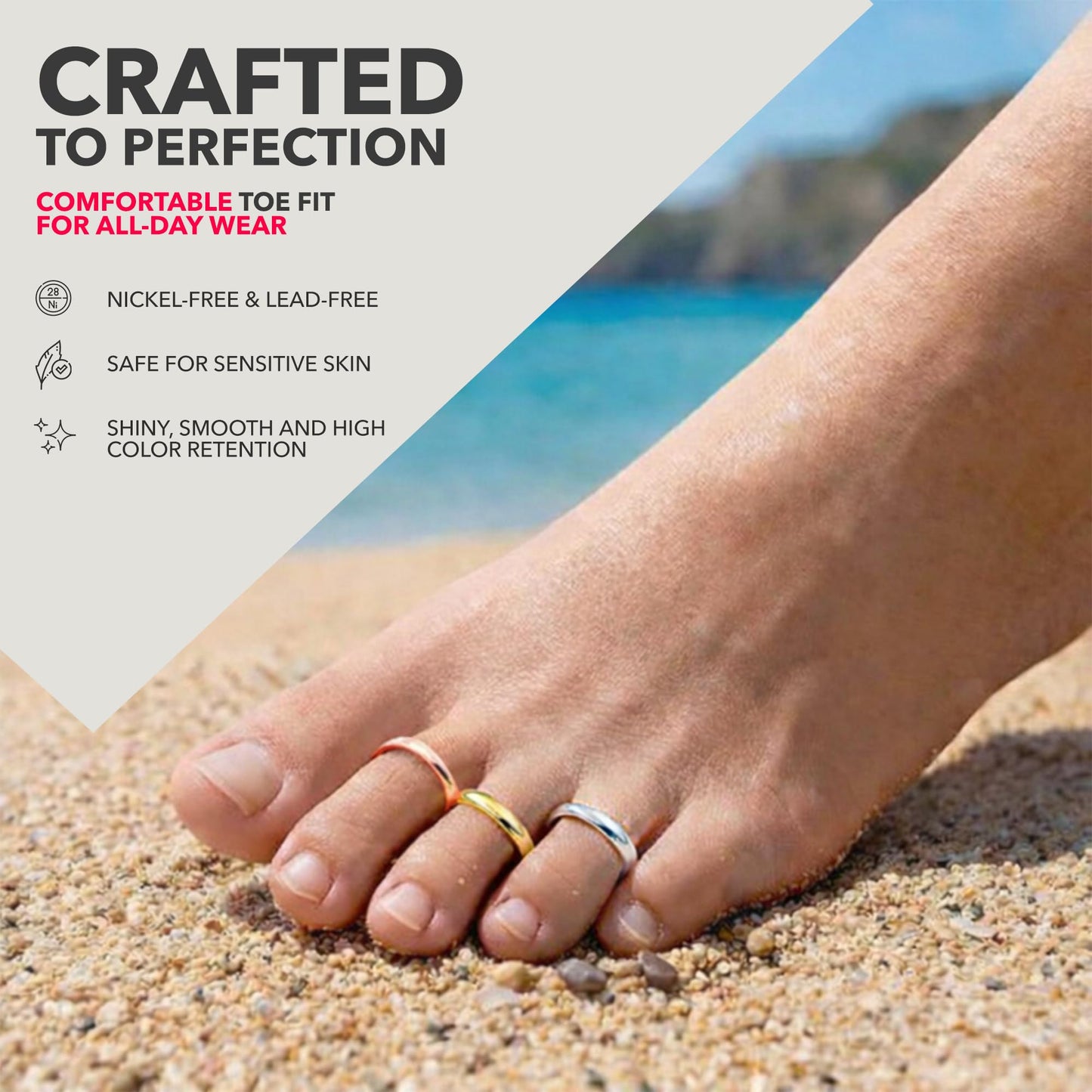 Body Candy ComfortFit Adjustable Toe Ring for Women – Handcrafted in USA by Master Jeweler – 925 Sterling Silver – Minimalist Stackable Toe Ring – No Pinch