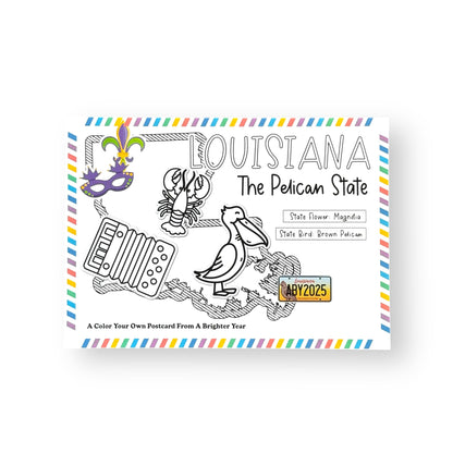 A Brighter Year Color Your Own Postcard - Louisiana State - 5"x 7", Premium Quality, Sturdy Cardstock, Sized for Mailing, Illustrations - Stress & Anxiety Relief