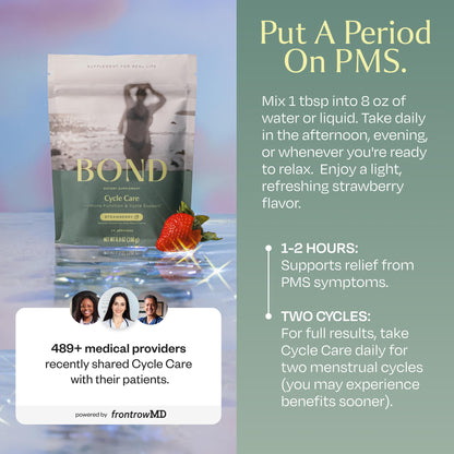 BOND Cycle Care – PMS Support Supplement & Hormone Balance for Women – Cortisol Reducer with Ashwagandha, L-Tryptophan, Magnesium, Turmeric Extract & Glutathione for Mood & Cycle Relief, 28 Servings