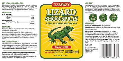 LizzAway Lizard Shoo Spray - Plant-Based Lizard Repellent for Outdoors & Home - Gecko, Skink, & Reptile Deterrent - Gecko Repellent Spray to Keep Lizards Off Porch, Patio, Garden & Driveway