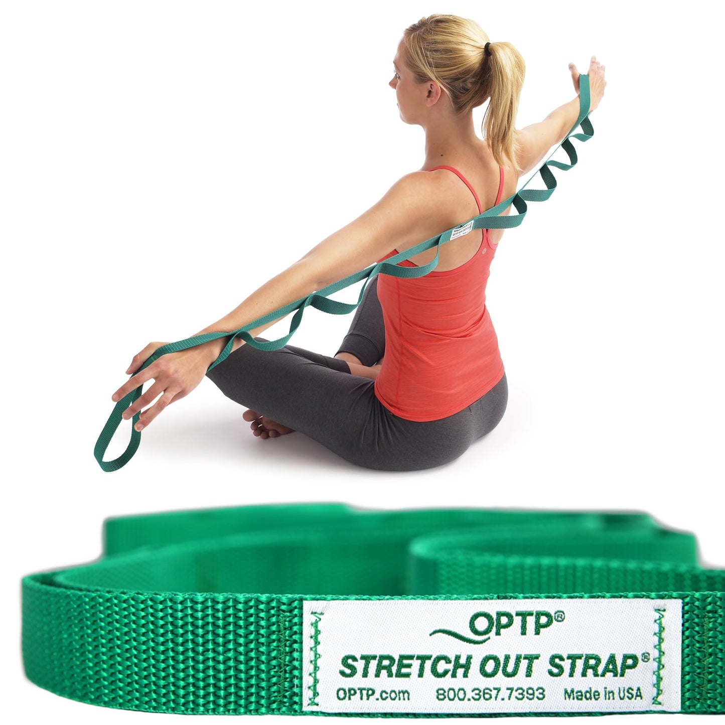 OPTP The Original Stretch Out Strap with Exercise Book, USA Made Top Choice Stretch Out Straps for Physical Therapy, Yoga Stretching Strap or Knee Therapy Strap