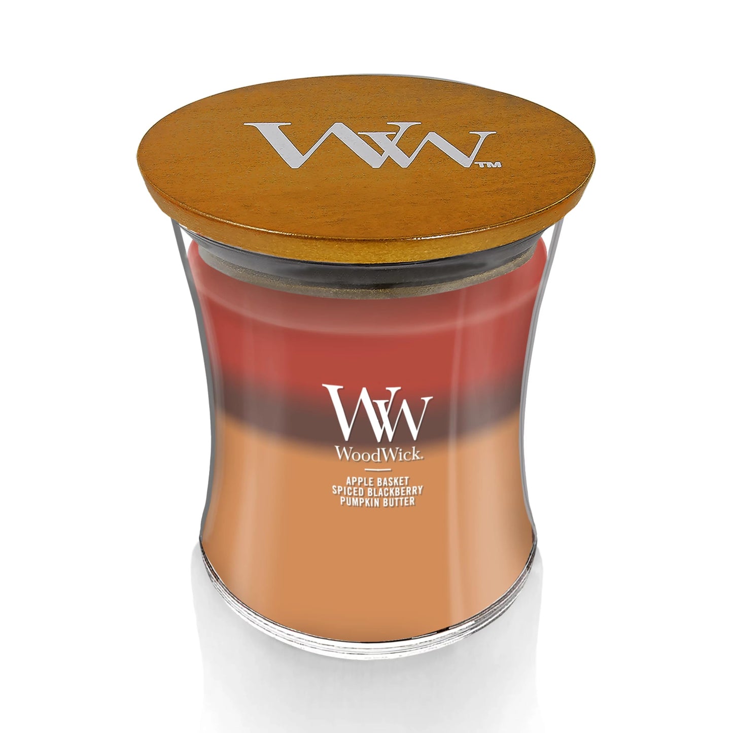 WoodWick Medium Hourglass Candle, Autumn Harvest - Premium Soy Blend Wax, Pluswick Innovation Wood Wick, Made in USA