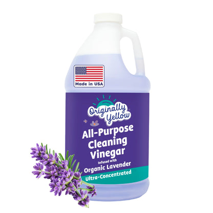 Originally Yellow Lavender Vinegar For Cleaning Purpose | USA Made All Purpose Cleaner | Use as a Floor, Glass, Kitchen, & Bathroom Cleaner | Plant Derived Vinegar half Gallon| 64 Oz