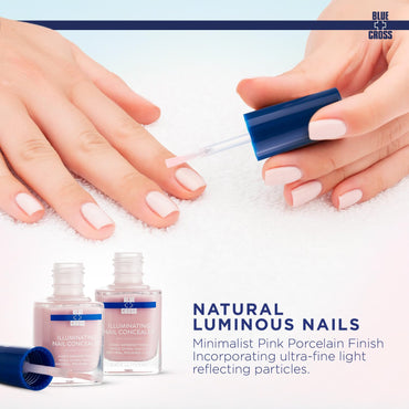 Blue Cross Illuminating Nail Concealer Polish, 5 Minute Manicure, Topcoat & Basecoat Nail Lacquer, Made in USA for Natural Shine, 0.45oz