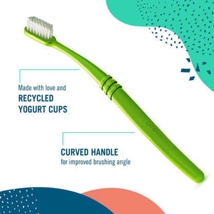 Preserve Eco Friendly Adult Toothbrushes, Made in The USA from Recycled Plastic, Lightweight Paper Packaging, Ultra Soft Bristles, Colors Vary, 3 Count