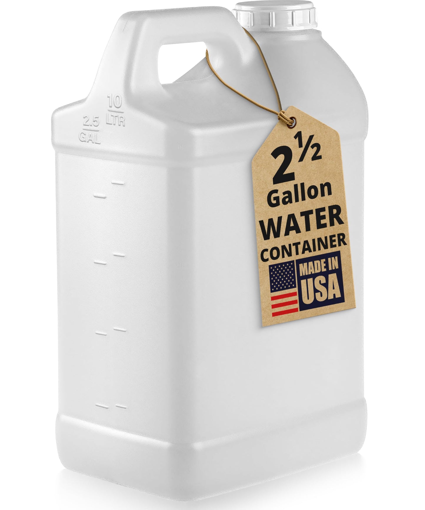 2.5 Gallon Water Jug – Water Container Heavy-Duty HDPE Carboy for Automotive Used Oil & Liquid Storage – 10 Quart Mixing Container with Secure Lid – Made in USA