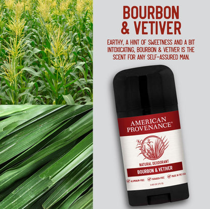 American Provenance Aluminum Free Natural Deodorant For Women and Men - Bourbon and Vetiver - 24 Hour Protection - Cruelty Free - Made in the USA (1 pack)