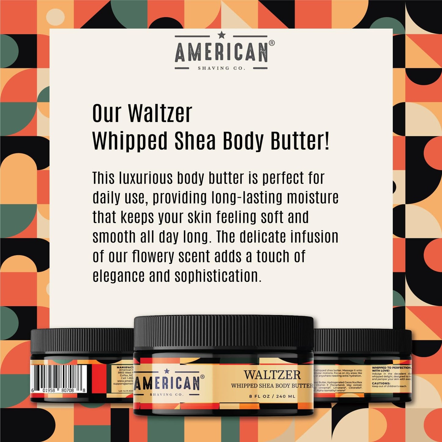 WilderFlow Whipped Shea Body Butter 8 Oz, Made in USA, Gentle Formula, Quality Potent Ingredients, Non-GMO, GMP Certified, Cruelty-Free Products (8 oz, Waltzer)