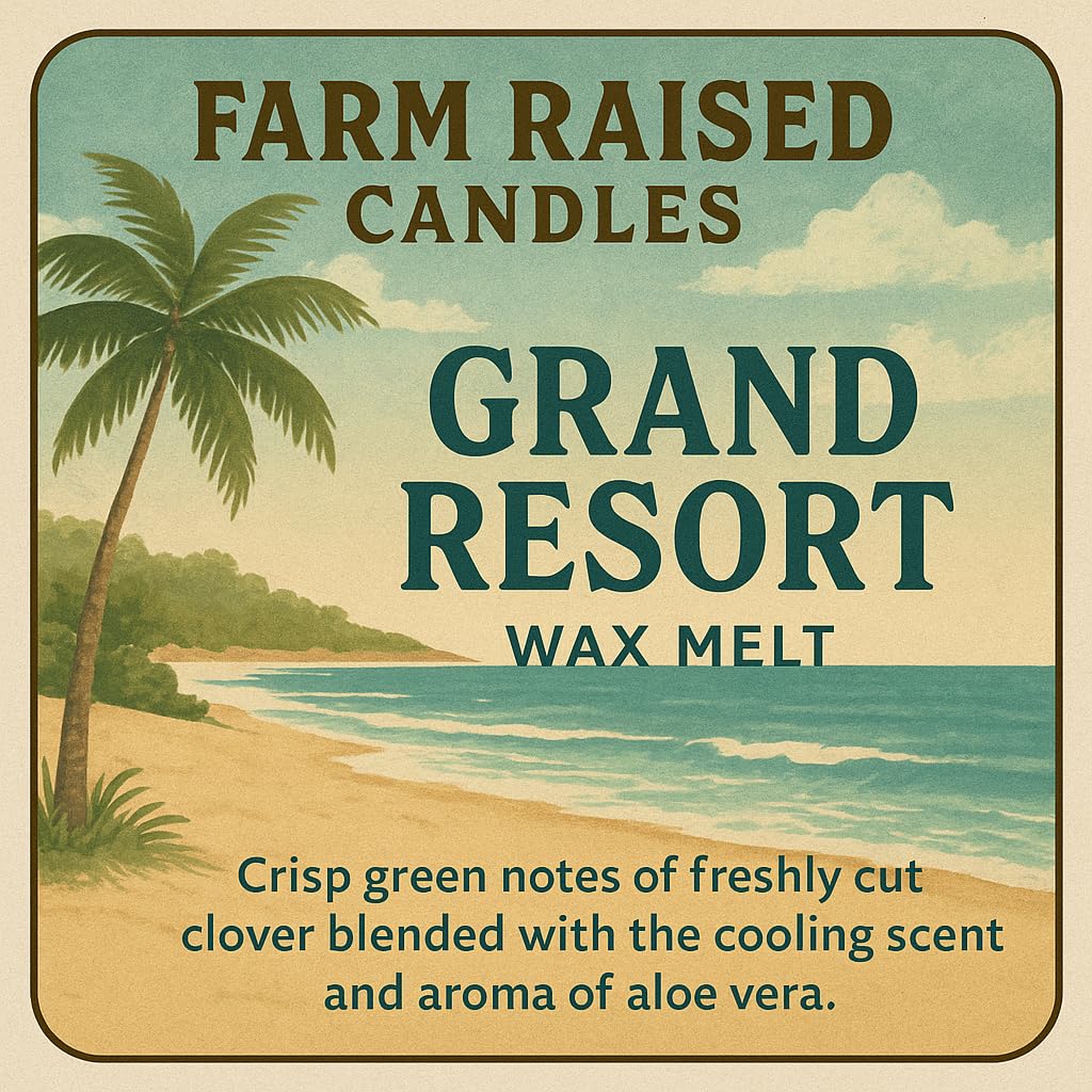 Farm Raised Candles Resort Soy Wax Melts Variety Pack – 5 Scents (16 oz Total) – Phthalate-Free, Made in USA – Includes Cashmere, Eucalyptus Zen, White Tea & Sage, Cactus, and Resort