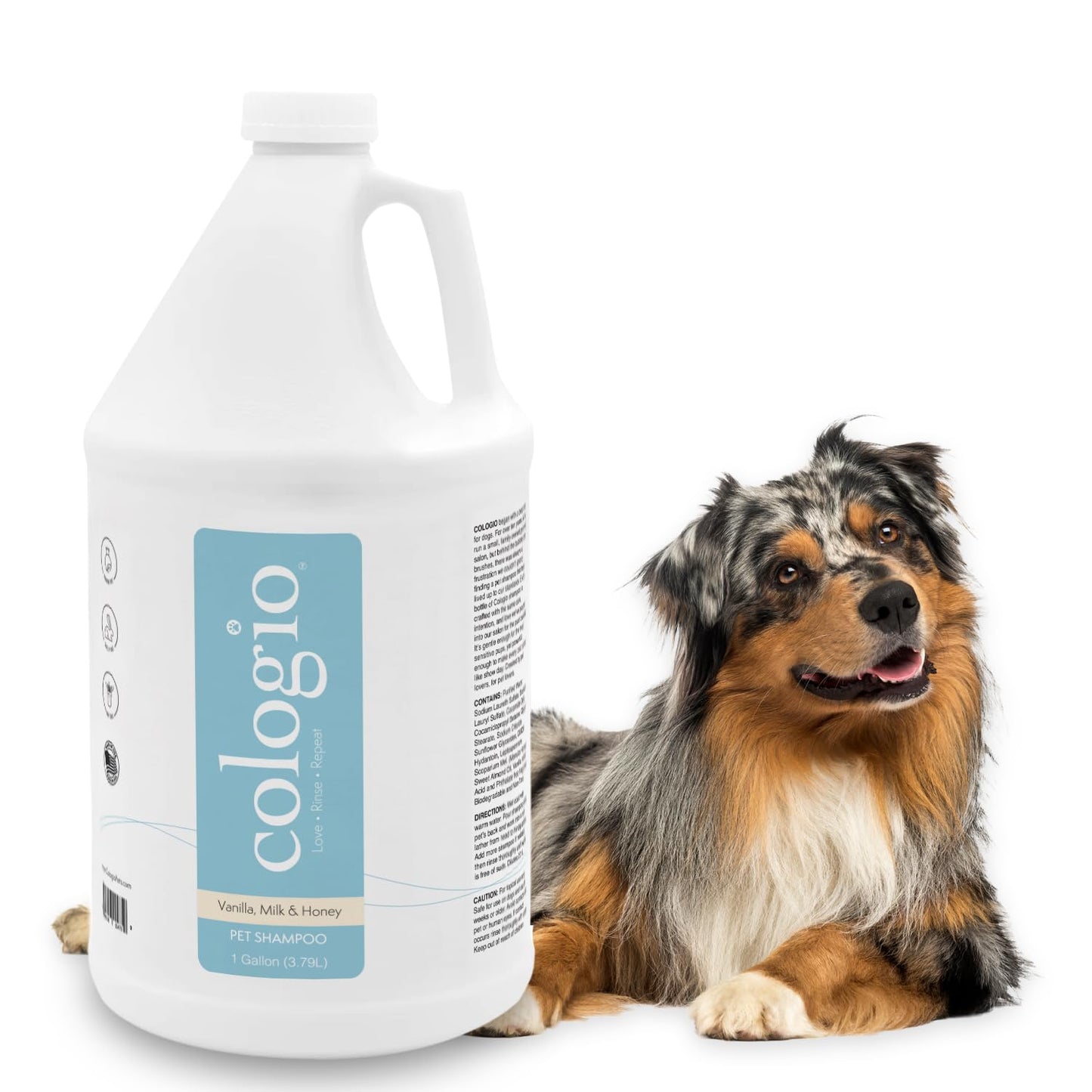 Cologio Dog Shampoo with Manuka Honey – Odor Eliminator & Itch Easing for Dry, Sensitive Skin – Gentle & Moisturizing Groomer-Developed Formula – Paraben-Free, Made in USA - 1 Gallon